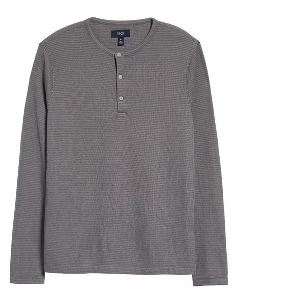 1901 Men's Stripe Long Sleeve Henley - Picture 1 of 3